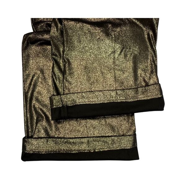 Joie Womens Pant Straight Coated Polish Gold Black Sz 4 Glam Retro Disco Y2K 90s - Picture 7 of 9